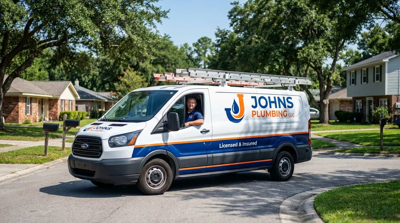 Johns Plumbing LLC service van in Rush Springs, OK