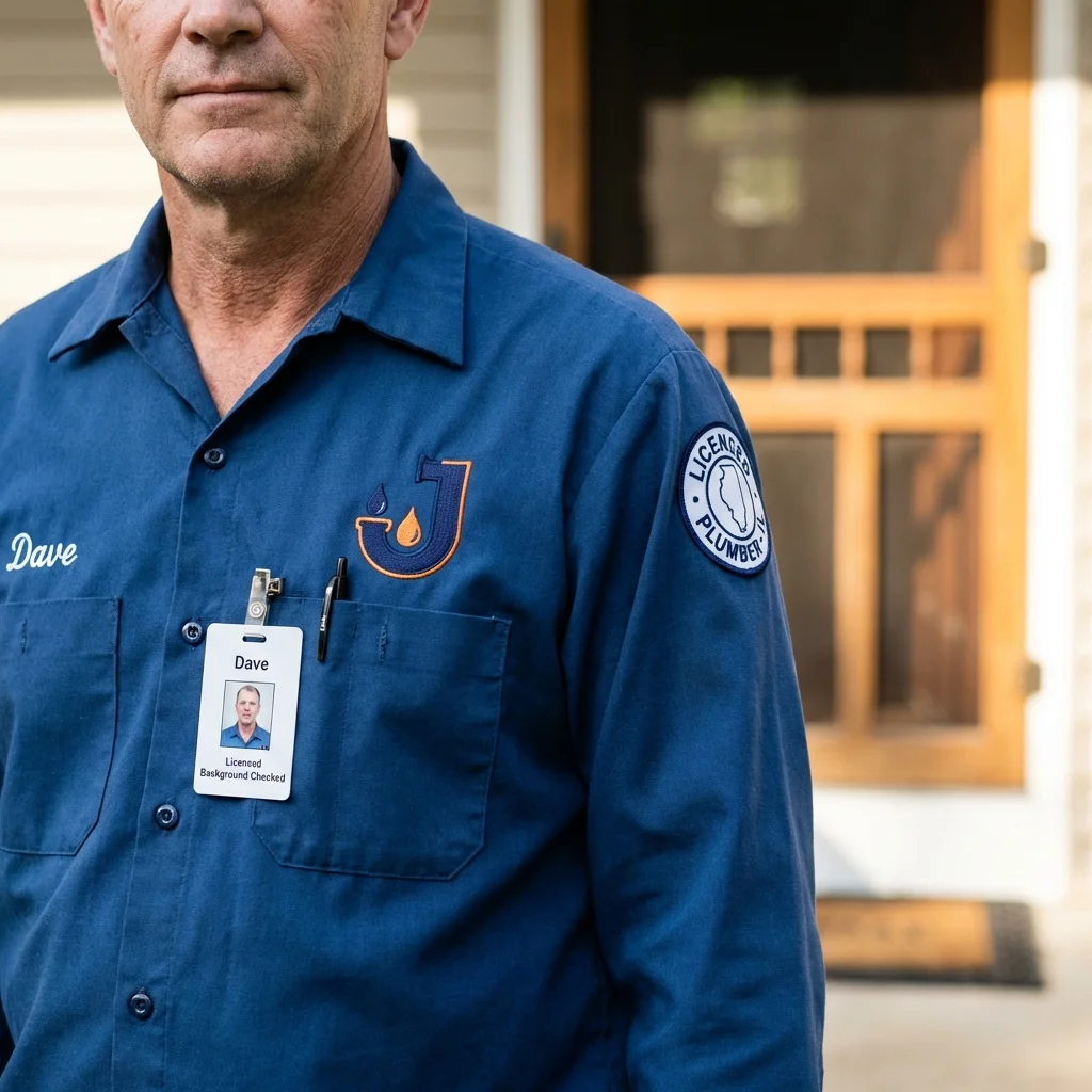 Licensed plumber showing ID badge in Rush Springs, OK