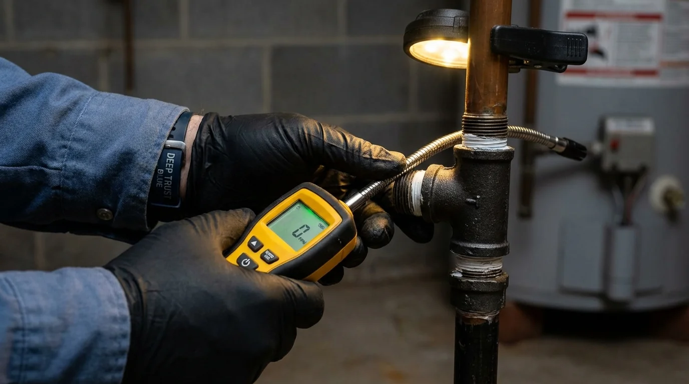 Gas leak detection with electronic sniffer by Johns Plumbing LLC in Rush Springs