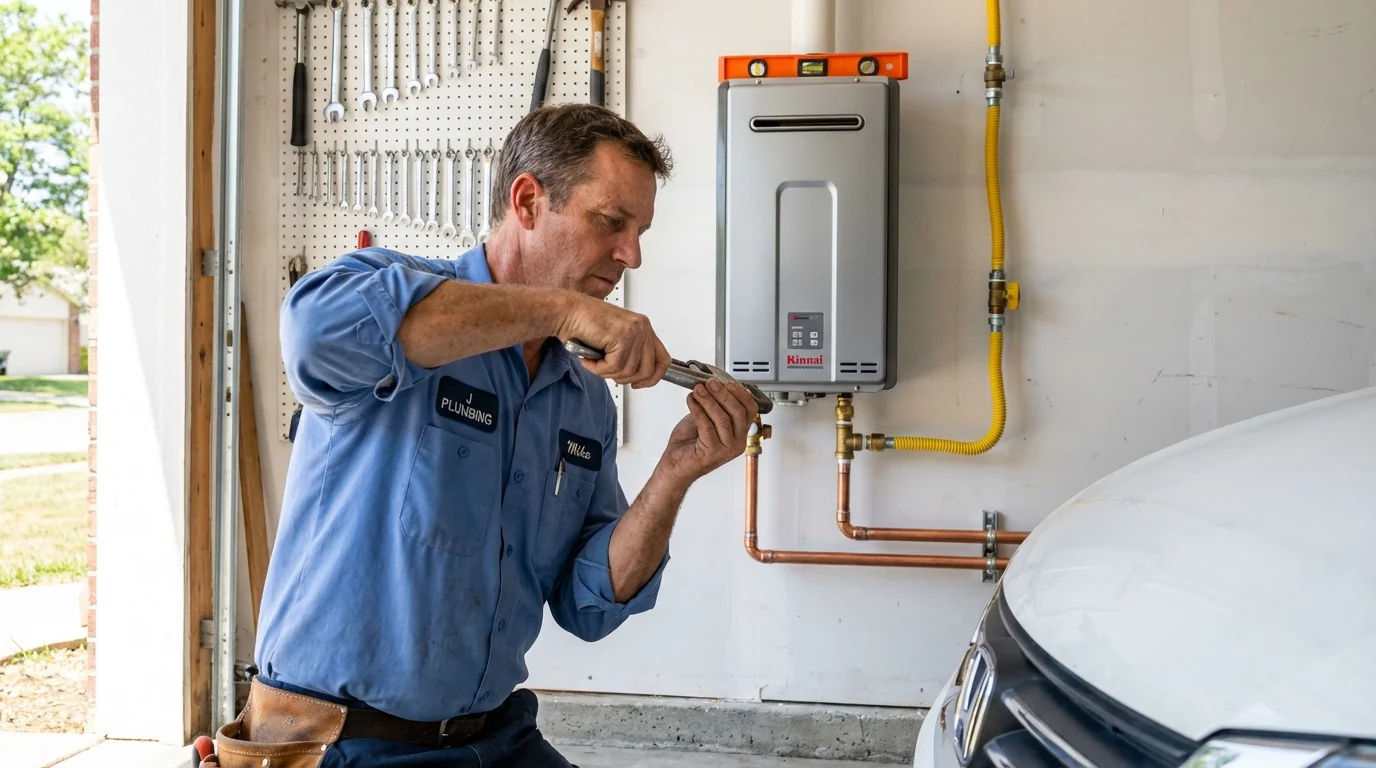 Tankless water heater installation by a Johns Plumbing LLC plumber in Rush Springs